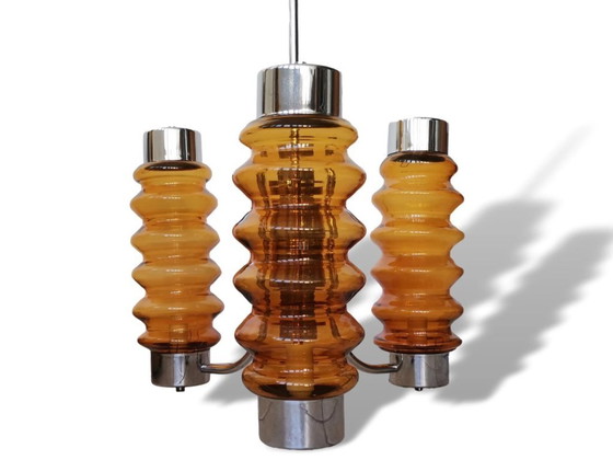 Image 1 of Mid Century Modern layered chandelier oversized 