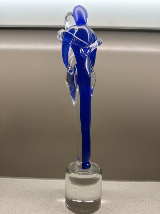 Grote Murano glazen sculptuur “Lovers / Amanti” – blauw & helder – 41,7 cm – Decoratieve objecten, Glass (photo 3 of 15)