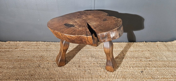 Image 1 of Mesa auxiliar de tronco de árbol macizo