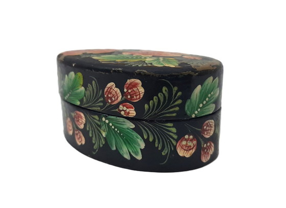 Image 1 of Vintage handbeschilderde houten sieradendoos