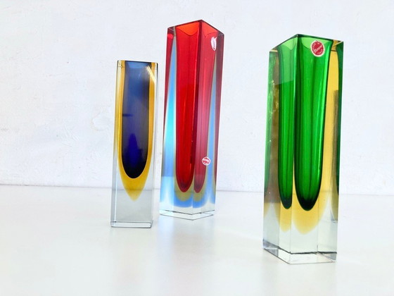 Image 1 of 3 Italian Sommerso vases made of Murano glass by Flavio Poli, 1960s design