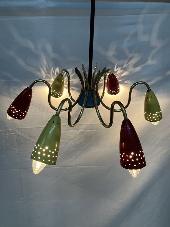 Image 1 of Vintage spider sputnik space age 50s ceiling lamp.