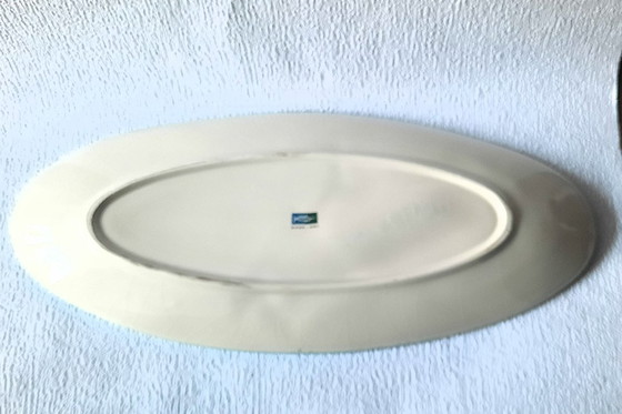 Image 1 of (W029) Rare Vintage Ross Art Fish Bowl Set – 2 Blue Ceramic Serving Dishes 48cm