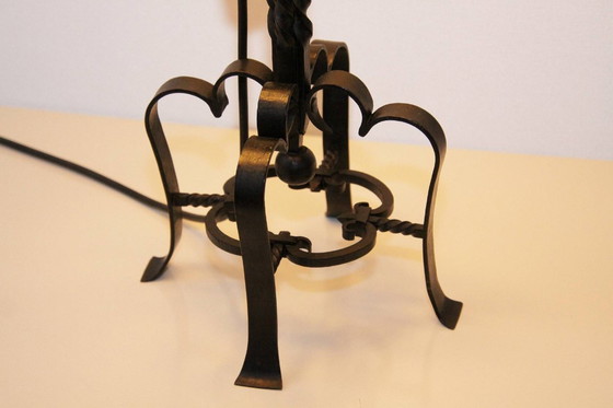 Image 1 of Lampe Beistelllampe Eisen Kunstleder 73cm Vintage