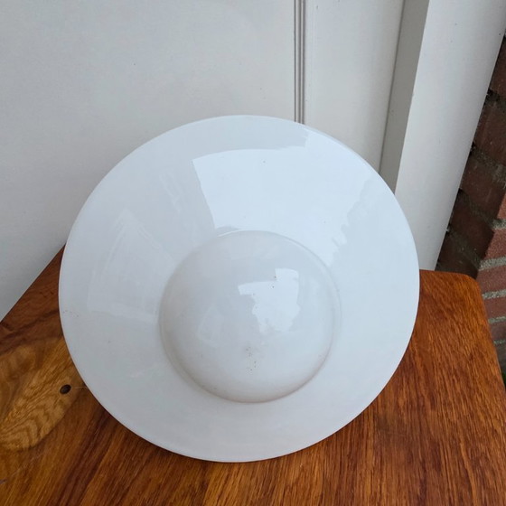 Image 1 of Brass, Opaline Glass Pendant Light 1920's