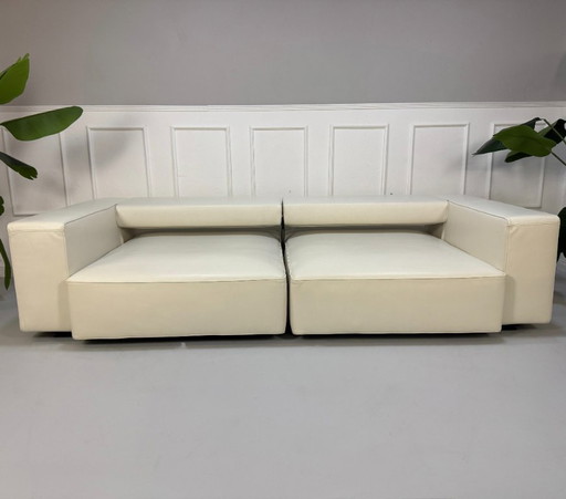 B&B Italia Andy Designer Brand Sofa Leather White Classic Lounger