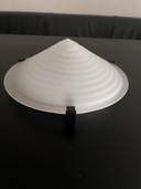 Vintage Massive ceiling lamp – pyramid-shaped ribbed opal glass