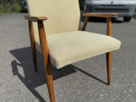 Mid Century Armchair Beige Vintage Easychair – Wood, Textile (photo 6 of 11)