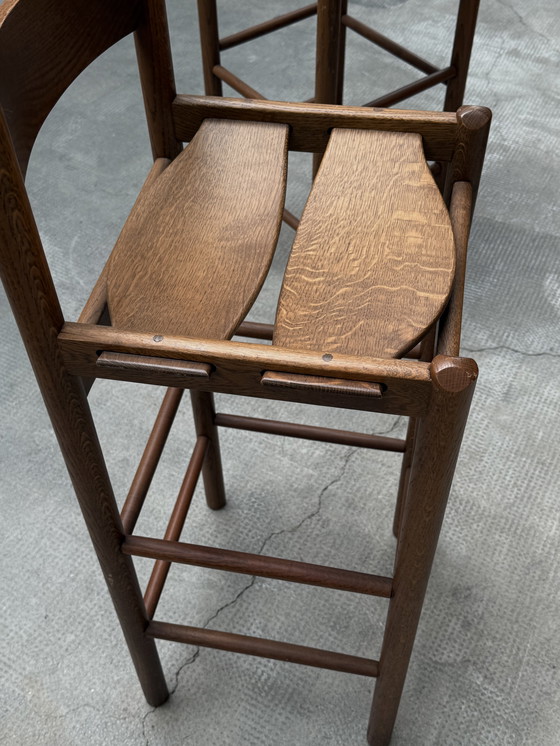 Image 1 of 2x SGABELLI DA BAR IN LEGNO DI ROVERE IN STILE CASSINA MAGISTRETTI