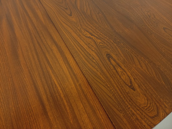 Image 1 of 60s-70s vintage Baumann elm wood oval dining table with extensions