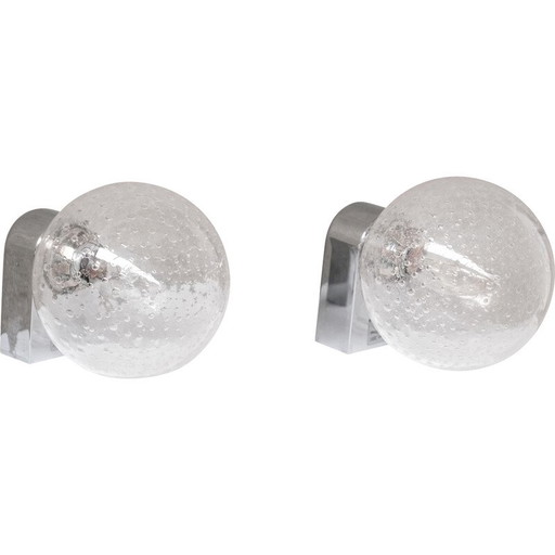 Pair of vintage glass wall lamps, Italy 1980