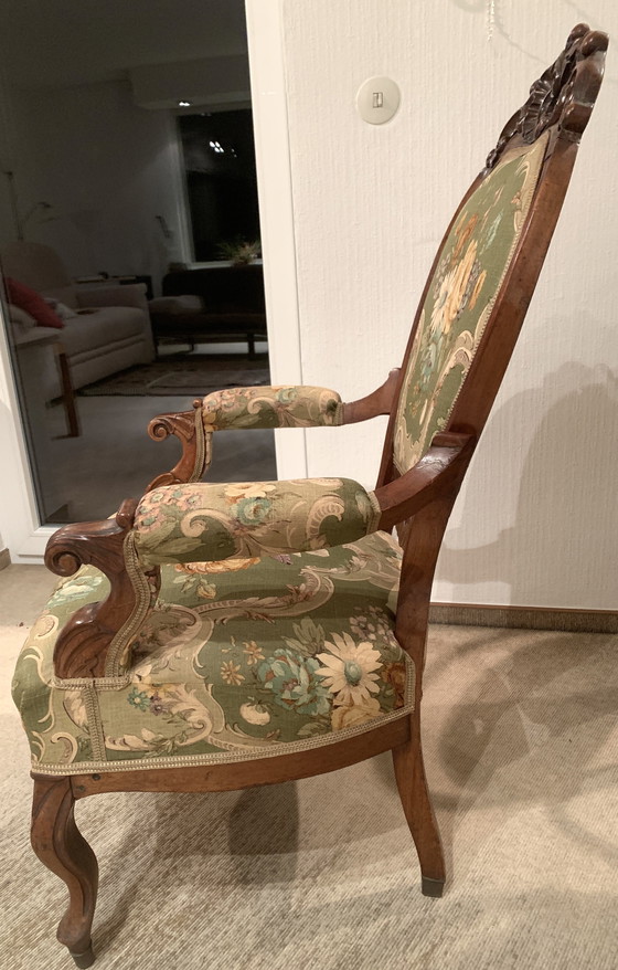 Image 1 of Sedia, poltrona, sedia imbottita, XIX secolo, Luigi Filippo, antica, rococò