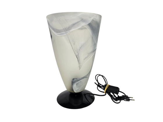 Image 1 of Licht ´88 - Dutch Design - Tafellamp - Kelklamp - Gemarmerd Glas - 80's