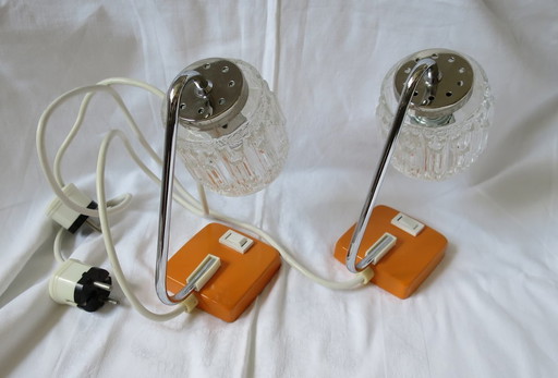 2 bedside lamps SAKÜ glass chrome orange