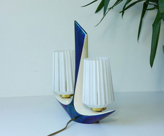 Rare vintage Art Deco table lamp, Verceram France, 1950s/60s – Glass, Ceramic (photo 6 of 10)