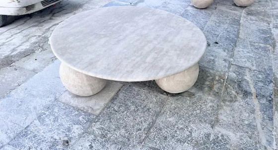 Image 1 of Travertine round coffee table