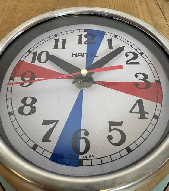 Image 1 of Vintage blauwe Hanil maritieme wandklok, jaren 80