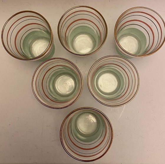 Image 1 of vintage glasses with gold accents mcm (set of 6)