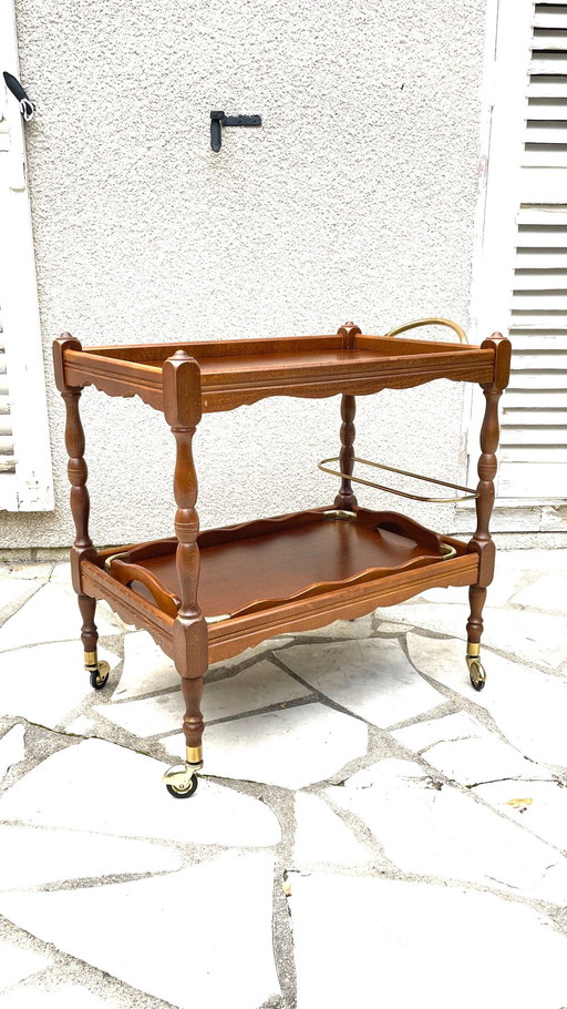 Vintage Wood and Brass Sideboard and Tray