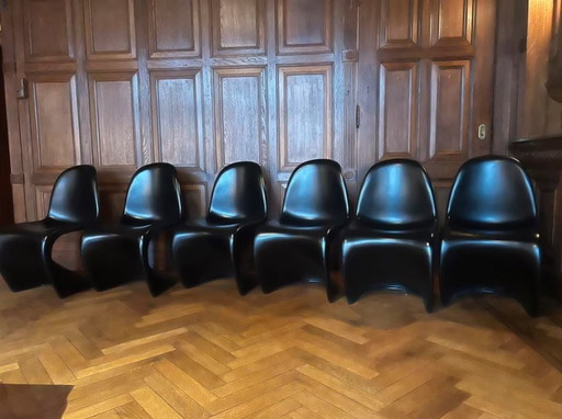 6x Verner Panton Stühle im schwarzen Stil