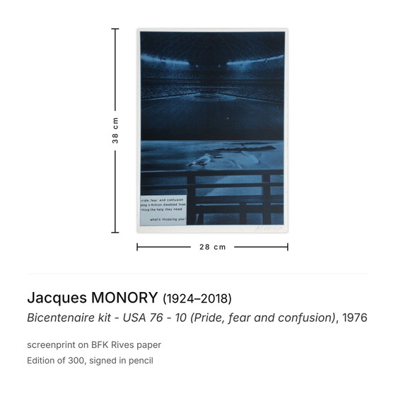 Jacques Monory Signed Screenprint Bicentenaire Kit - USA 76 - 10 (Pride, Fear An – Lithographs & prints, Paper (photo 3 of 5)