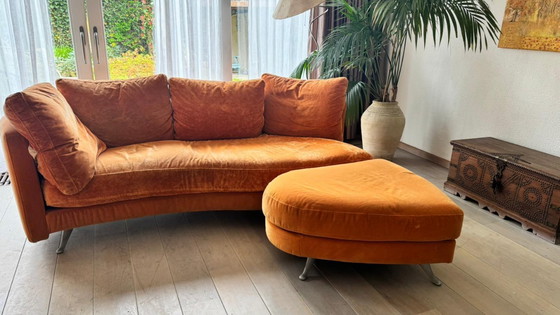 Image 1 of Rolf Benz orange sofas / sofa set with pouf / ottoman - Modern, organic & timeless