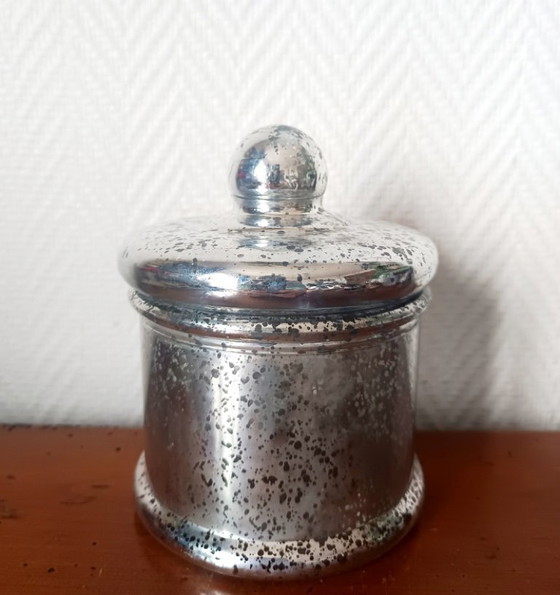 Image 1 of Vintage snoepschaal van omgekeerd beschilderd glas