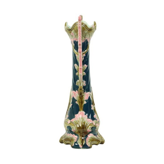 Image 1 of Antieke Blauwe Art Nouveau Vaas Rococo Stijl
