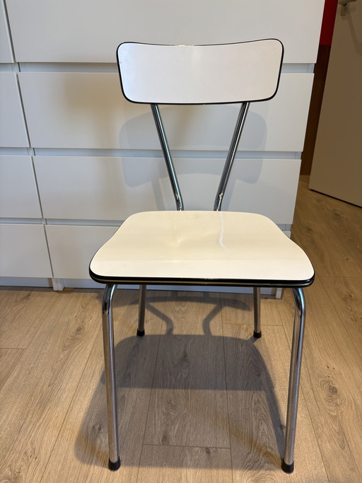 Vintage Brabantia kitchen chairs 1960s - set of 2 - white formica/chrome with armrests