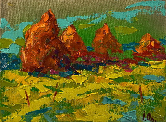 Original Oil Painting Evening Sky Landscape Summer Fields – Paintings & Drawings, Canvas (photo 3 of 8)