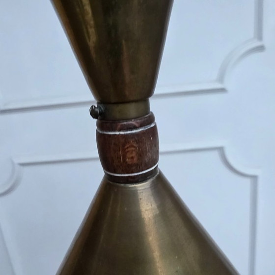 Image 1 of Brass, Opaline Glass Pendant Light 1920's