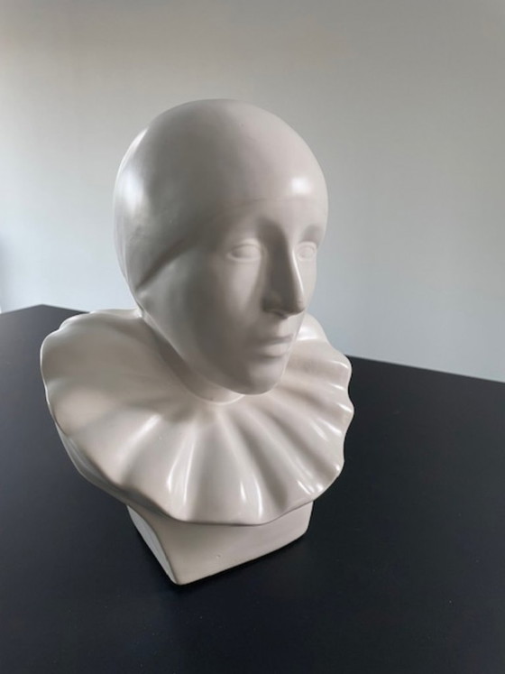 Image 1 of Buste de Pierrot vintage en céramique mate