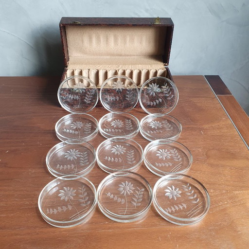 Vidrio vintage kristallen onderzetters