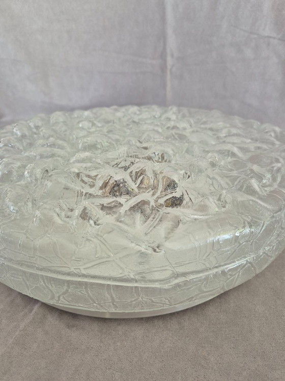 Image 1 of Lámpara de techo o pared empotrada Doria Leuchten Ice/Bubble Glass Ø38cm Cromada Estilo Space Age años 60/70 3xE27 Vintage