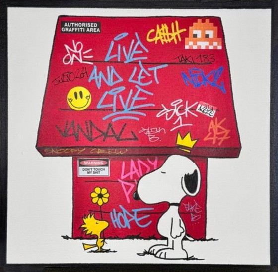 Image 1 of "Vivre et laisser vivre" Mondrian et ses amis. Peinture unique signée. Certificat d'authenticité inclus.