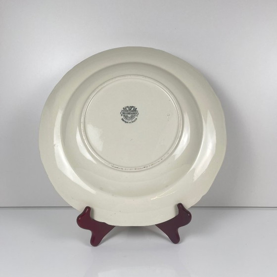 Image 1 of Villeroy & Boch Plato hondo, borde burdeos, principios del siglo XX