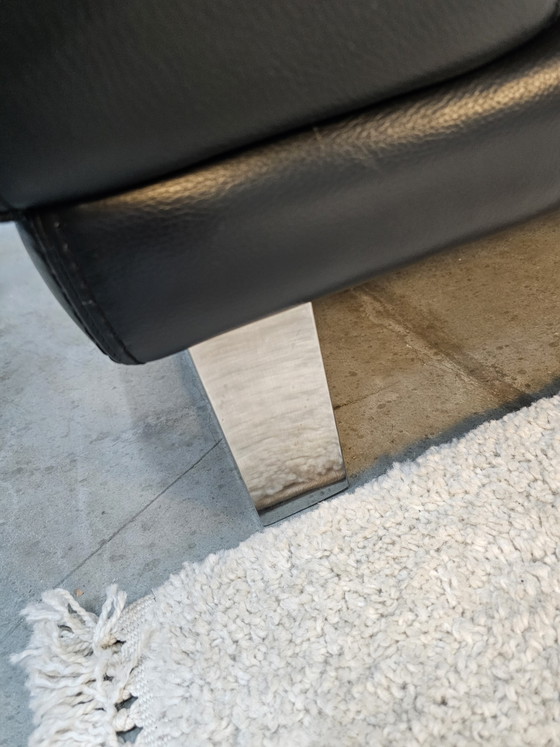 Image 1 of Montel Corner Sofa Black Leather Adjustable Headrests