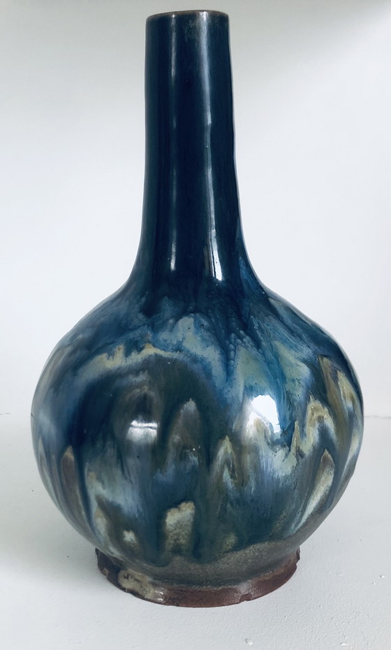 Image 1 of Art Deco Labrec flamed stoneware vase