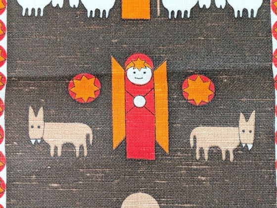 Image 1 of Weihnachtstischläufer von Södahl aus den 1970er Jahren | Krippenszene mit dem Stern von Bethlehem | Dänemark