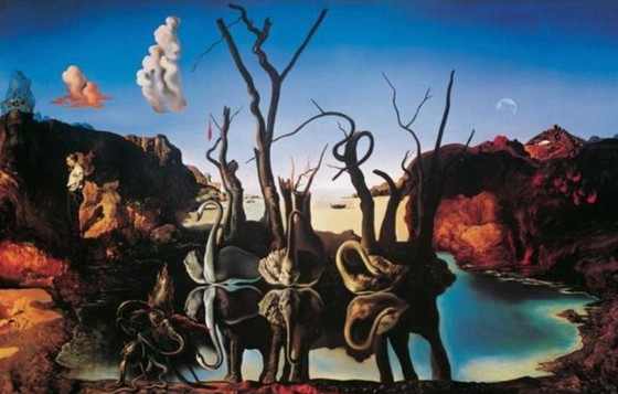 Image 1 of Salvador Dali: "Swans Reflecting Elephants, 1937". Offset Lithograph.