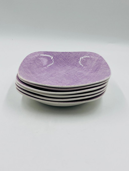 Set di 6 piatti fondi Boch La Louvière – Motivo Seduction 1962 – Vintage belga