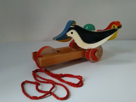 Image 1 of Jouet à tirer vintage en bois de hêtre des années 1960