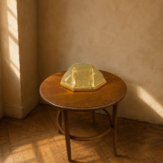 Image 1 of Geometrische wandlamp van messing en glas, jaren 80