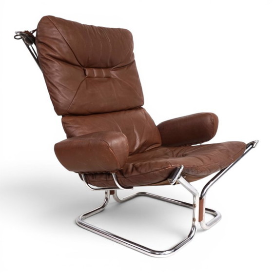 Image 1 of Westnofa Wing Leather Armchair by Harald Relling, 1970
