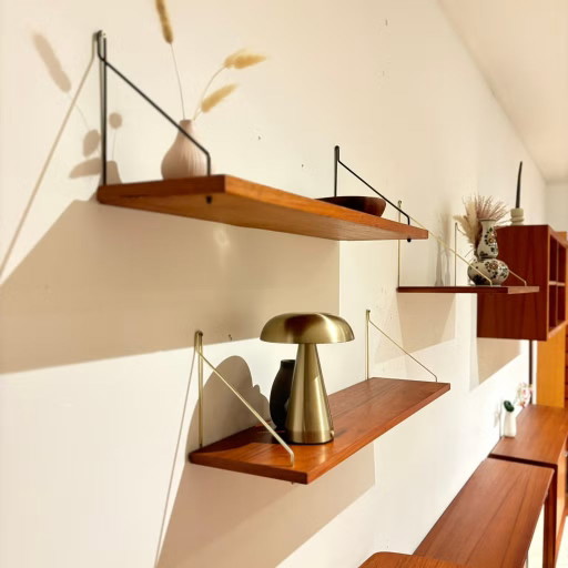 Vintage dänische Teak-Wandregale aus den 1960ern