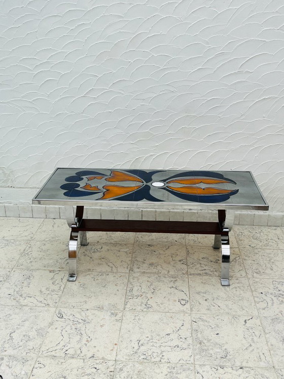 Tavolino Metakore in ceramica Vallauris, firmato Cedem – Tavolini da caffè, Chrome (photo 2 of 18)