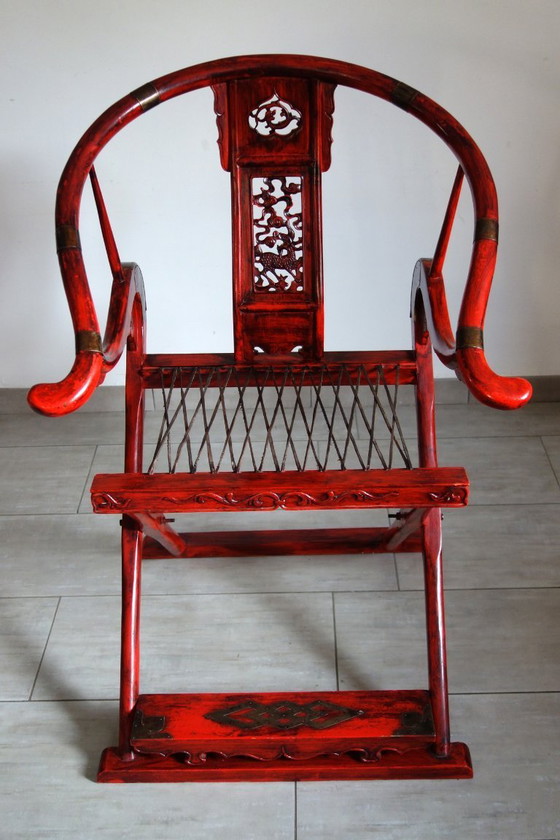 Image 1 of Ancien fauteuil pliant de mandarin, Chine, milieu XXème