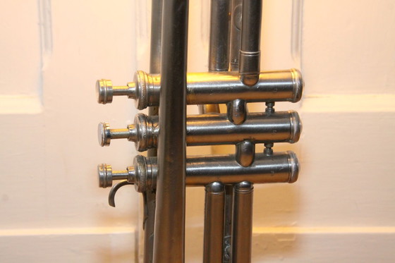 Image 1 of Trompetlamp Vloerlamp Zilver Zwart 100% Duurzaam Uniek