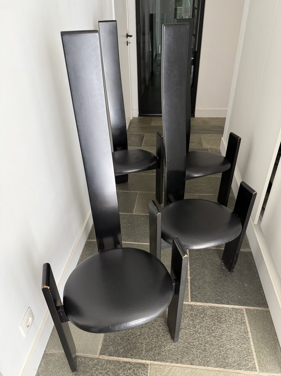 Set di 4 sedie da pranzo Golem di Vico Magistretti per Poggi – Leather, Wood (photo 3 of 10)