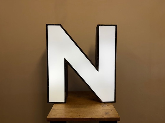 Image 1 of Large Vintage Illuminated Advertising Letter N , 1960s